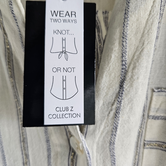NWT Club Z Collection Women's Metallic Striped Button-Up Blouse 2X - Picture 5 of 11